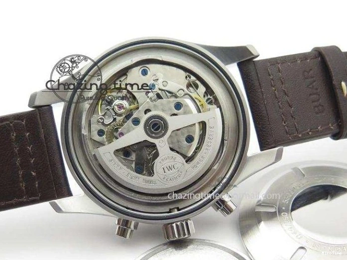 MIROTIME 0320 Pilot Chrono SS IW387808 CF3 ZF 1:1 Best Edition On Brown Leather Strap A Soft 7328